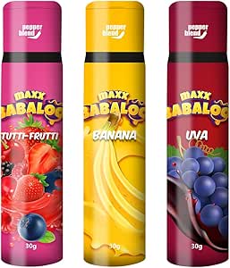 Kit 3 Maxx Splash Bala Líquida 30g Pepper Blend - Preliminares Gel Comestível Sexshop (Tutti-Frutti/Uva/Banana)