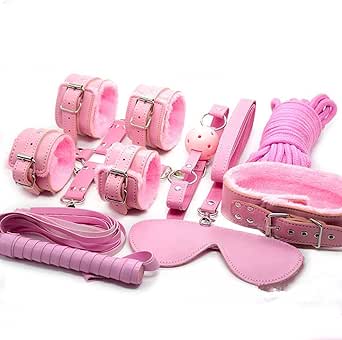 Conjunto Erótico 7 Peças - Bodypro - Rosa Queen - De Couro, Algemas, chicotes