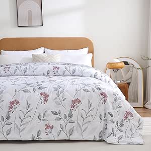 Edredom Casal 300 Fios Sono Leve 2,20m x 2,40m Estampado (Floral Grid Cinza)
