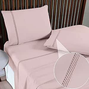 Jogo de Lençol Liso Ponto Infinity 04 Peças Cama Casal Queen Micropercal 400 Fios Toque Macio Cor (ROSA, QUEEN)