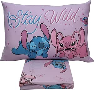Jogo de Lençol 2 Peças Portallar Disney Stitch E Angel Love Solteiro
