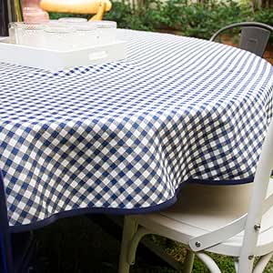 Toalha de Mesa Dupla Face Xadrez Azul. Tecido Nobre e Encorpado Fácil de lavar. Disponível para diversos Tamanhos de Mesa em medidas Quadradas, Retangulares e Redondas (Redonda 8 lugares (2,10m diâmetro))