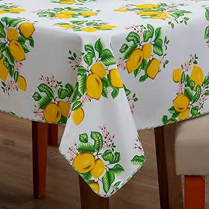 Toalha de Mesa Oxford Premium Estampada, 2,10 x 1,40m, 100% Poliéster 6 Lugares (Limão)
