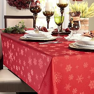 Toalha de Mesa Retangular 8 Lugares Facilita Snow Vermelha