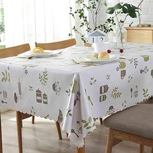 Toalha de mesa de vinil com forro de flanela oblonga, capa de mesa de PVC impermeável, conjuntos de toalha de mesa para sala de jantar, estilo nórdico, se encaixa na maioria das mesas Limpe, limpa, fácil de cuidar