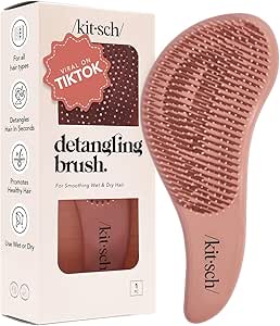Kitsch Escova de cabelo desembaraçadora para cabelos cacheados ou lisos, molhados e secos, escova desembaraçadora com cerdas flexíveis, escovas de cabelo para mulheres e homens, adultos e crianças,