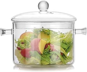 Panela de vidro – 1,7 L / 1,615 g panela de vidro borossilicato resistente ao calor feita à mão conjunto de panelas panela de fogão – Seguro para macarrão, sopa, leite, chá, salada (1,7 L/1,615 g)