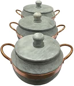 Jogo de Panelas Pedra Sabão Bojuda com tampa de pedra