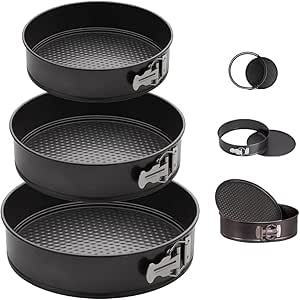 Forma Assadeira Redonda de Metal com Fundo Removível, Antiaderente, 22/26/28 cm, Aço, para Bolo e Torta