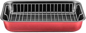 MTA ASSADEIRA ALTA N° 3 C/GRELHA 37X27X6CM / 4,6L - DE ALUMINIO COM ANTIADERENTE COR CEREJA