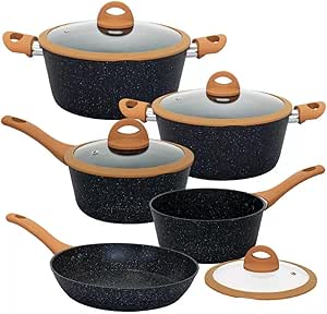 Conjunto com 5 Panelas, com Fundo Indução, Preto, Casambiente, Tamanho: Unico