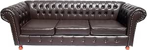 Sofá Luiz XV Chesterfield Capitone (Marrom)