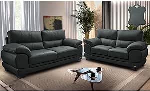 Conjunto Sofá de Couro Legítimo 3 e 2 Lugares Cama Inbox Don Arturo 2,26x1,76m Cinza