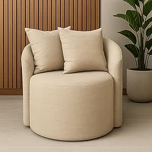Poltrona para Recepção Consultório Decorativa Estofada Linho Premium Cinza Claro Design Curvo Confortável para Sala de Espera (Linho Bege)