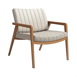 Poltrona Decorativa Estofada Confortável Sala Estar Escritório Recepção Quarto Uxuá no Linho (Areia)