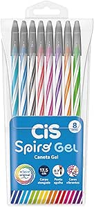 Caneta CIS SPIRO GEL Estojo com 8 Cores