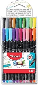 Caneta Fineliner, Maped, Graph Peps, 0.4mm, 20 Cores
