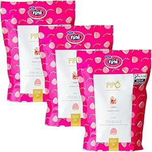 Kit com 3 pacotes de Pipoca Doce Sabor Fini Beijos de 80g cada - Pipó